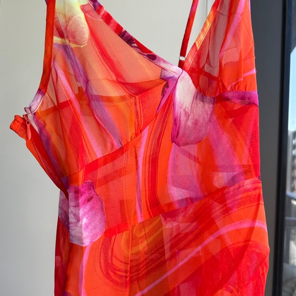 NWT Blackbough Bridget Sheer Sun Dress - Spritz - Asymmetrical Ruffled Slip - Picture 15 of 17